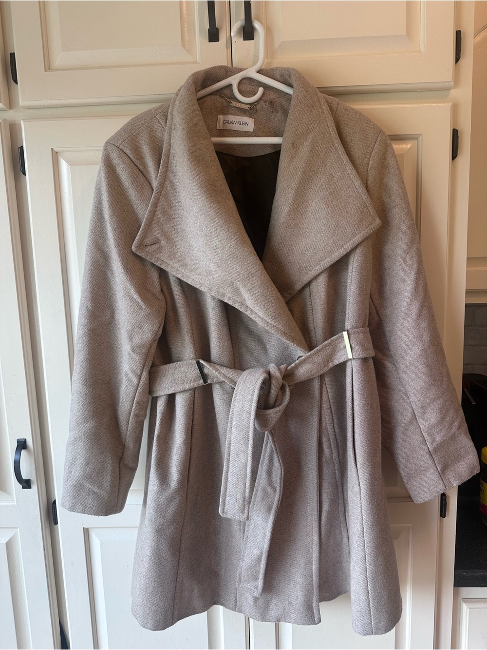 Calvin Klein Taupe Belted Trench Coat